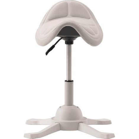 Ergonomischer Balancehocker Up Up Toronto, weiß, elfenbeinfarbener Stoff, verlängerte Gasdruckfeder