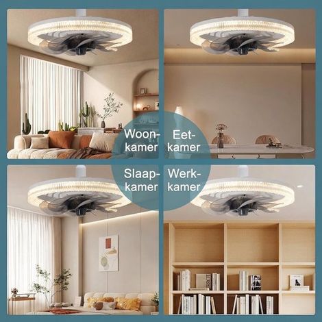 Deckenventilator mit LED Beleuchtung E27 Fassung LED Beleuchtung und Fernbedienung Vier Windgeschwindigkeiten Dreifarbige Dimmfunktion Deckenvent (1/5)