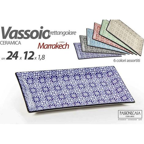 Kaela - Vassoio Rettangolare Marrakech Multiuso 24x12x1,8 Cm 6 Colori Assortiti 771668 - (1/3)