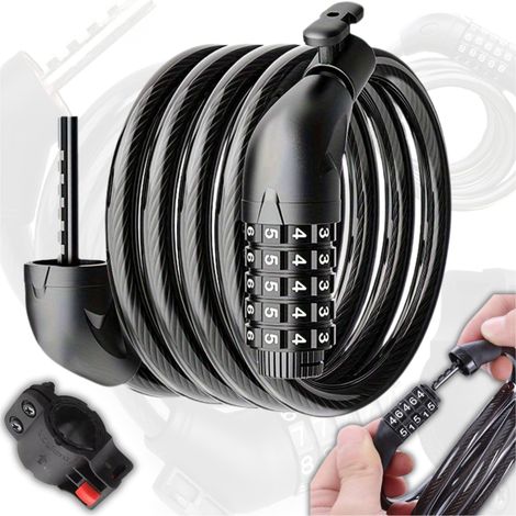 CANDADO DE BICICLETA CON CABLE DE 110 cm/11 mm CON ASA