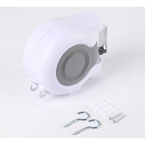 Étendoir à linge mural d'extérieur extensible de 13 m avec 2 fils inclus, idéal pour la salle de bain, le balcon, le jardin, l'intérieur et les voyages. (1/5)