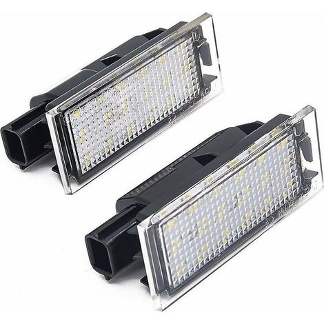 Lampe de licence, 2 pièces lampe de plaque d'immatriculation LED de voiture adaptée pour/Twingo/Clio/Megane/Lagane (18pcs perles lumineuses LED) (1/5)