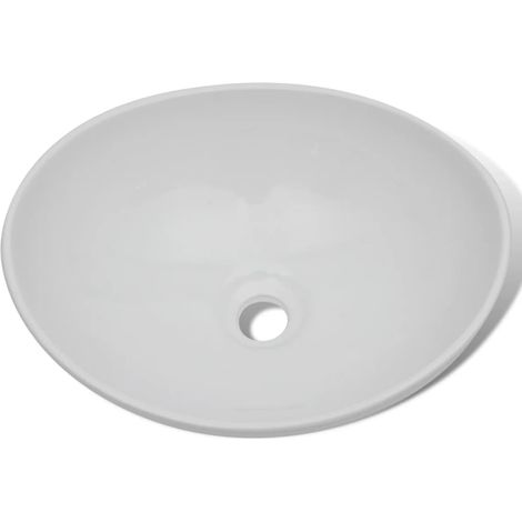 Lavabo Vasque salle de bain évier polyvalent céramique 40 x 33 cm Ovale Blanc (1/5)