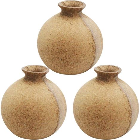 Set de 3 Vases à Fleurs en Bois Vintage pour Décoration Intérieure, Peinture DIY, Matériau Naturel Beige, pour Bureau et Activités Créatives D'garçon et Filles (1/5)