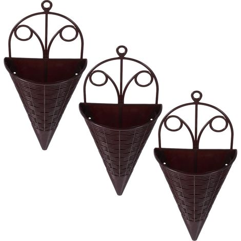 Ensemble de 3 paniers suspendus tressés GANAZONO, jardinières murales marron faciles à suspendre (1/5)