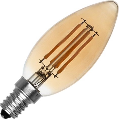LED-Glühbirne Filament E14 6W 600 lm C35 Vela Gold No Flicker 2700K Warmweiß