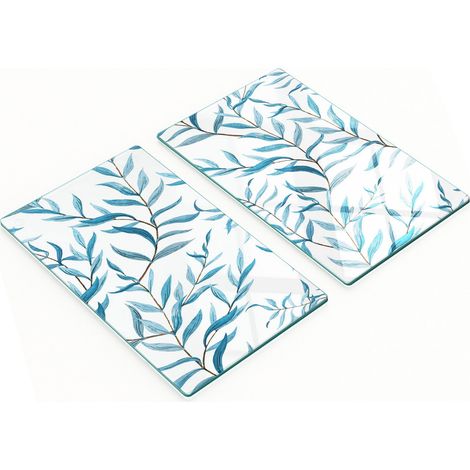 Tableros de vidrio decorativos multifuncionales con estampado de hojas, 2x30x52 cm.