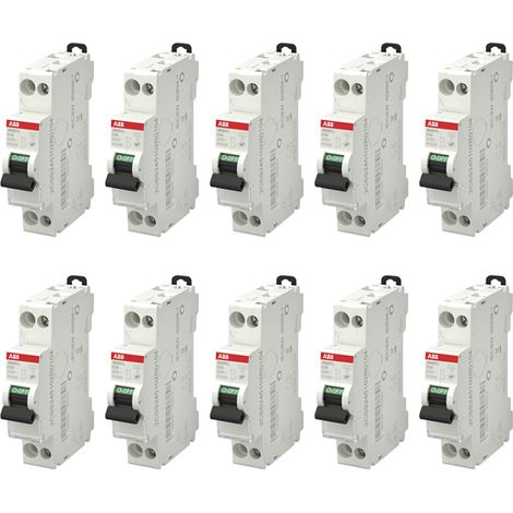 ABB Lot de 10 disjoncteurs Ph+N raccordement Vis 10A-4,5Ka - Courbe C (1/4)
