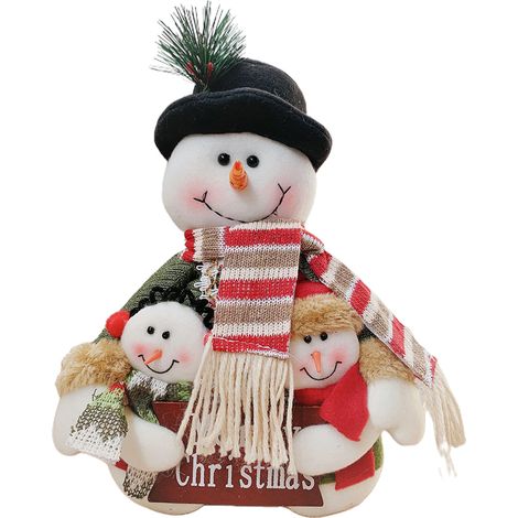 Adorno Navidad - Figura Santa o Muñeco de Nieve con Base de Madera - Decoración de Mesa para Fiesta Navideña - Unidad (1/5)