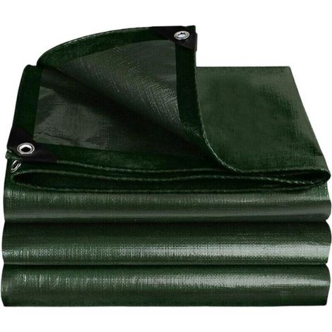 6 bâches huile imperméable 20 pieds, verte, anti-UV, anneaux et bord renforcé, pour toits, camping, piscines