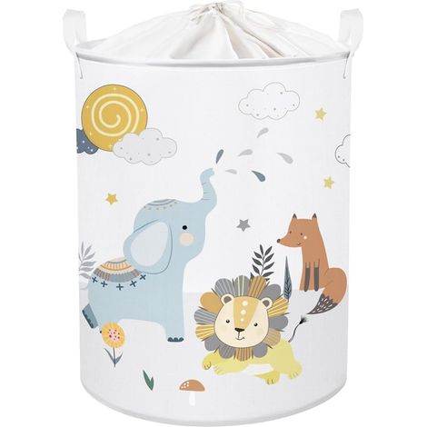 Panier Rangement Bébé Jouets Corbeille a Linge Animaux Boite Rangement Couvert, Panier a Linge Pliable, Cube Rangement Tissu, Panier Jouet Enfant, Bac a Linge Sale, Impermeable (1/5)