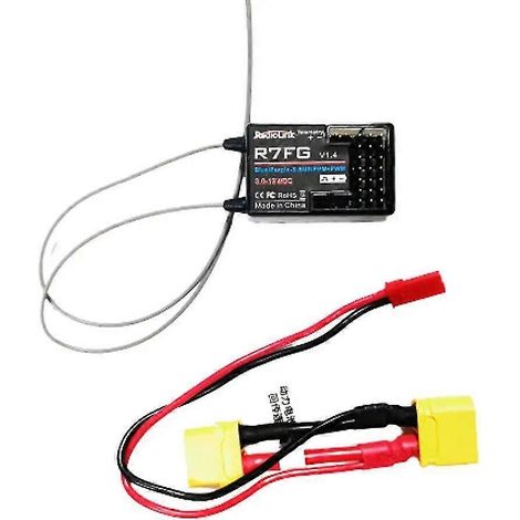 Récepteur de télécommande RadioLink R7FG 2,4 GHz à 7 canaux à double antenne SBUS/PPM/PWM avec gyroscope intégré, compatible avec Radiolink RC4GS. (1/5)
