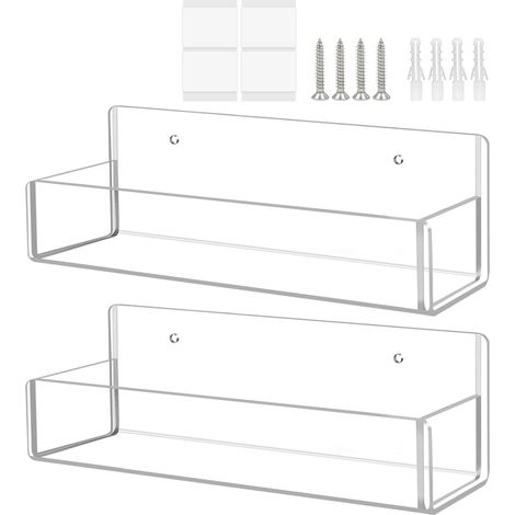 Universelles, wandmontiertes Gewürzregal Würzmittelhalter – 2 transparente Acrylablagen für Küche, Speisekammer und Essbereich (1/5)