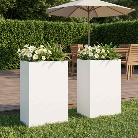 vidaXL Cache-pot de jardin 2 pc Blanc 50 x 40 x 75 cm (1/5)