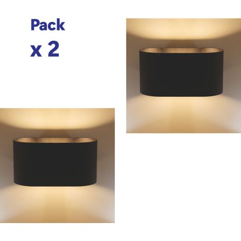 ALPINALUZ  Paquete de 2 Apliques de pared interior de aluminio negro con iluminación arriba y abajo, casquillo G9 (bombilla no incluida) (1/5)