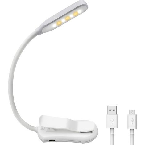 Lampe lecture LED clip lit bureau, 7 LED 3 modes soin yeux USB rechargeable enfant flexible lire au lit (1/5)