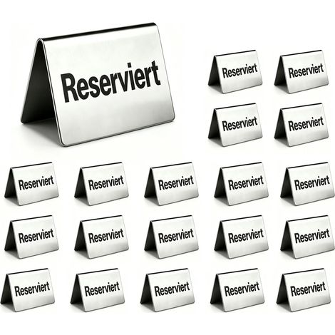 Lot de 20 panneaux « Reserviert » - En acier inoxydable - 5 x 4 cm (1/5)