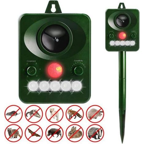 Répulsif Chat Ultrason Solaire Répulsif Chat Exterieur pour Repousser Animaux Nuisibles Protecteur de Jardin (1/4)