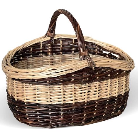 Korb oval Sofia aus zweifarbigem Korbgeflecht mit Henkel 44 x 35 x h 24 cm