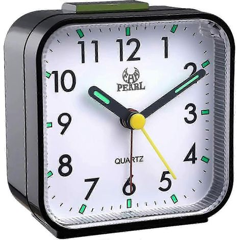 Réveil silencieux sans tic-tac, son de réveil doux, volume augmenté, fonction snooze, lumière réglable, réglages simples et couleur noire. (1/4)