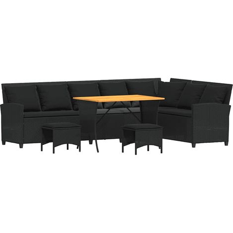 vidaXL Set Divani da Giardino 4 pz con Cuscini Forma L Polyrattan Nero (1/5)