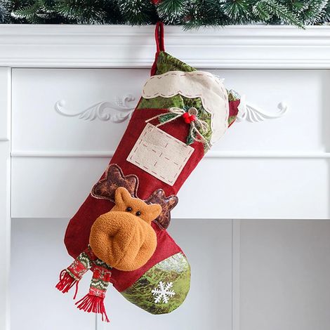 Chaussette de Noël 18 pouces pour cheminée, sapin ou mur (motif orignal) (1/3)