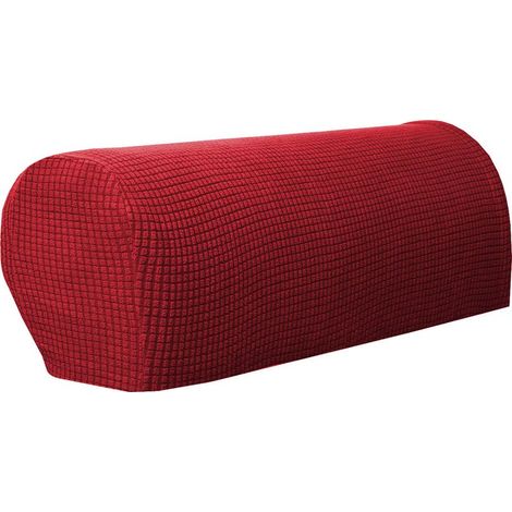 Lot de 2 housses de protection anti-poussière pour accoudoirs de chaise, fauteuil, canapé inclinable (rouge) (1/5)