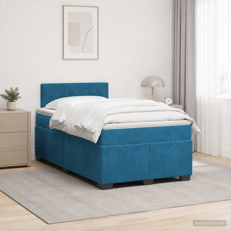 vidaXL Cama con Base Tapizada, Colchón y Luz LED Azul 120 x 190 cm (1/5)