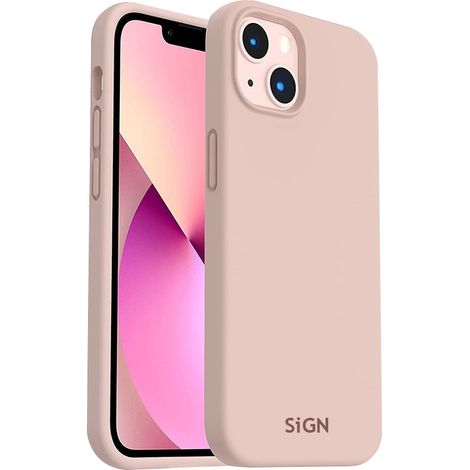 Custodia in silicone liquido per iPhone 14 Plus - rosa sabbia