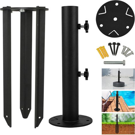 Base de support de parasol de terrasse, support de parasol robuste en métal, tube universel en granit pour terrasse, terrasse, pelouse, quais (1/5)