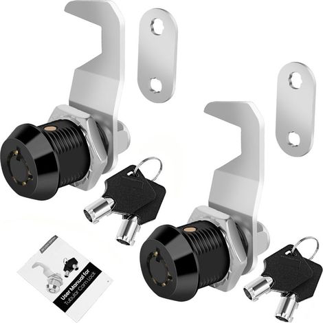 Serrure à came tubulaire 2 pièces – 5/8 pouces noir – Pour boîte à outils, armoire, meuble RV – Clé incluse (1/5)