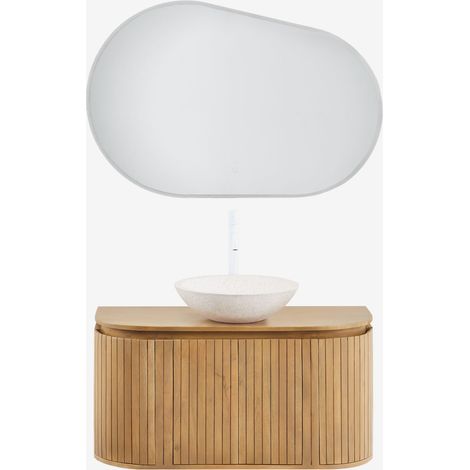 Conjunto de mueble de baño suspendido 90x40 cm en madera de mango Analis SKLUM