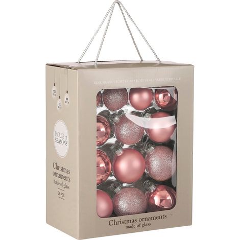 Mica Decorations Ensemble de boules de Noël Rose H7xl7xL7cm (1/3)