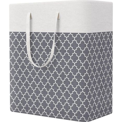 Panier à linge pliable avec poignée, idéal pour ranger vêtements, serviettes, s, etc., 100 litres, gris.