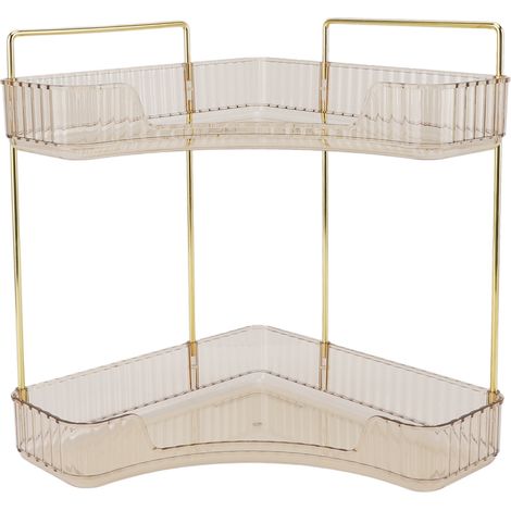 étagère rangement-Organisateur de Coin Étagère Double Plateau pour Étagères Cosmétiques avec Structure Métalique Facile à Installer et Design Économique Espace (1/5)