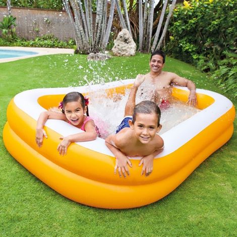 Trade Shop - AUFBLASBARER POOL FAMILY MANDARIN 229 X 147 X 43 CM 2 ORANGE RINGE - (1/3)