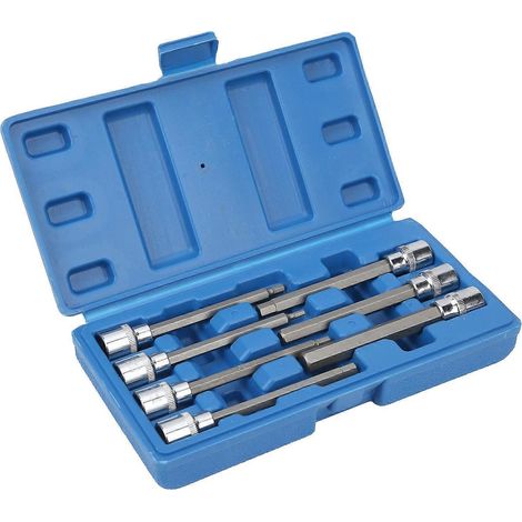 7-teiliges 3/8-Zoll-Vierkant-Sechskantschlüssel-Bit-Steckschlüssel-Set, extra lang, aus Chrom-Vanadium-Stahl für den Einsatz zu Hause und am Auto