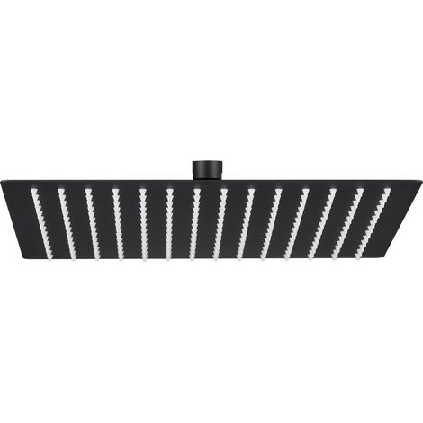 DERW Max Regendusche Duschkopf (20 x 20 cm), Edelstahl eckig Brausekopf, selbstreinigend, Schwarz (1/5)