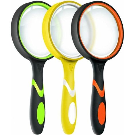 Lot de 3 loupes grossissantes 10X pour la lecture des enfants, loupe portable antidérapante, grandes loupes de 75 mm (1/5)