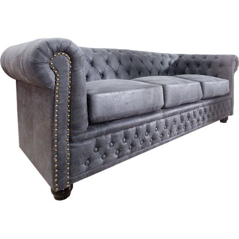 Divano destro EDGAR – Grigio bluastro – 3 posti – Stile barocco