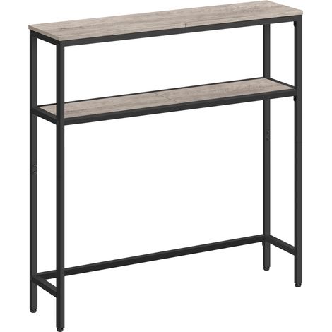 Vasagle – Console pour couloir – Table d’appoint 2 niveaux 20 x 80 x 80 cm – Panneaux aggloméré et acier – Couleur grège chiné et noir d'encre