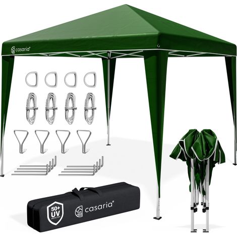 CASARIA® Capri Pop Up Gazebo 3x3m  UV Protection 50+  Waterproof  Incl. Bag Pegs Guy Ropes  Stable Folding Festival Camping Party Garden Patio Tent Outdoor Pavilion  Green