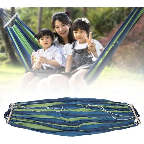 Hamac de Camping, hamac léger Portable de Voyage en Plein air avec Barre d'écartement en Bois Dur, pour Les Voyages et Les activités de Plein air (1/5)