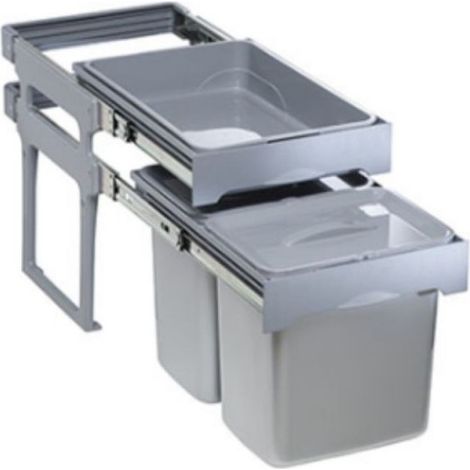 Pattumiera Tank 40 con vassoio estraibile in plastica 2x16 LT (1/4)