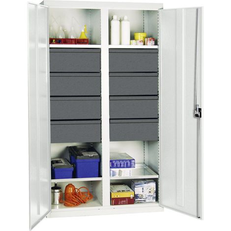 Stumpf Werkzeug- und Materialschrank Serie 3000 lichtgrau + 8 Schublade 200 mm + Mitteltrennwand + 4 Auszugsböden - 3004607