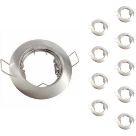 Pack de 10 - Support Spot Encastrable GU10 Rond en Acier Couleu (1/2)