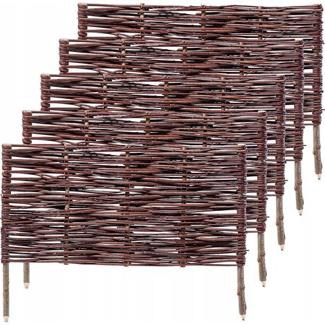KADAX Palisade aus Weide, natürlicher Weidenzaun, 5 Stück, 60x40cm