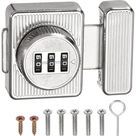 Serrure à combinaison pour meubles, serrure métallique sans clé à 3 chiffres de 5 cm (2 pouces) pour placards de cuisine, armoires et buffets, argent