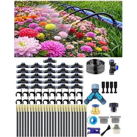 Tropfbewässerungssystem, automatische Gartenbewässerung, 360° verstellbare Sprühdüse, rotierender Hochleistungs-Sprinklerkopf für Terrasse und Topfpflanzen - (1/5)