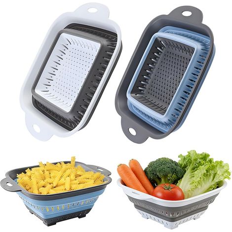 2 Pièces Passoire, Pliable Silicone, Poignées Intégrées, Égouttoir Pâtes, Pour Cuisine Et Camping